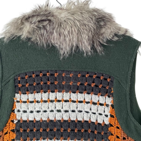 Elevenses Anthropologie Dark Green Salt Creek Vest Crochet Back Granny size XS - Picture 6 of 8